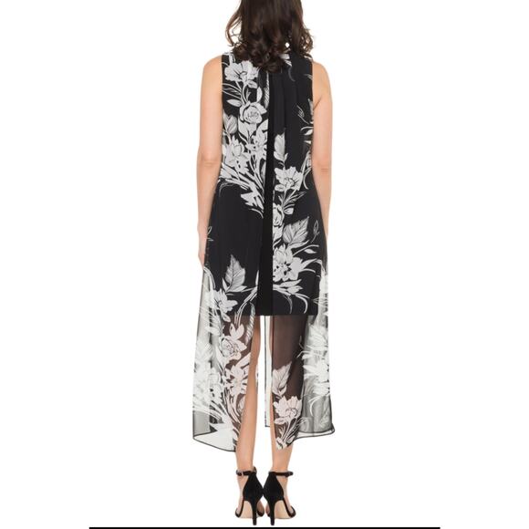 Joseph Ribkoff Sheath Dress Semi Sheer Floral Overlay Size 10 Floral (855) - Picture 2 of 10